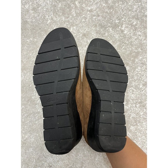 CLARKS DESERT BOOTS 9.5 ACTIVE AIR black brown suede BOOTIE wedge laces ladies - Picture 5 of 11